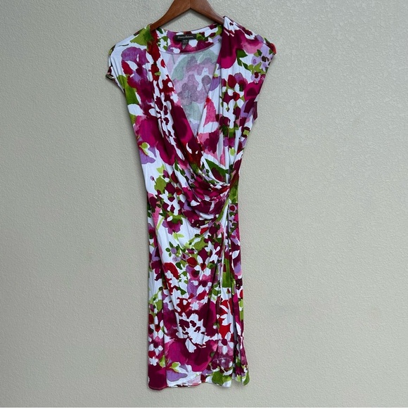 Tommy Bahama Women’s White Pink Red Green Floral Tropical Draped Dress Medium - Picture 1 of 6